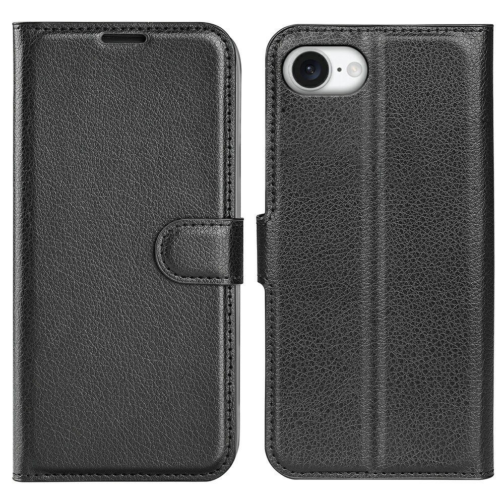 iPhone 17e / 16e - Læder cover / pung - Sort