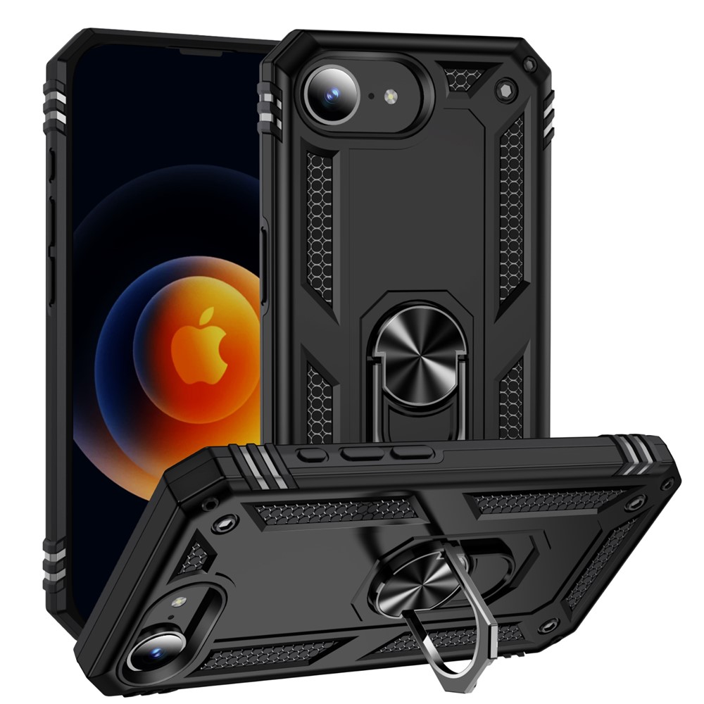 iPhone 17e / 16e - Shockproof håndværker cover m/ Kickstand - Sort