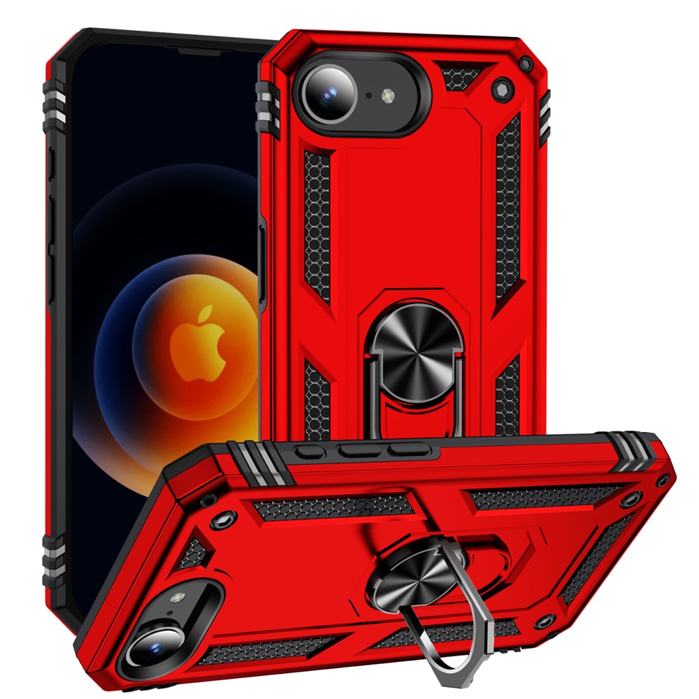 iPhone 17e / 16e - Shockproof håndværker cover m/ Kickstand - Rød