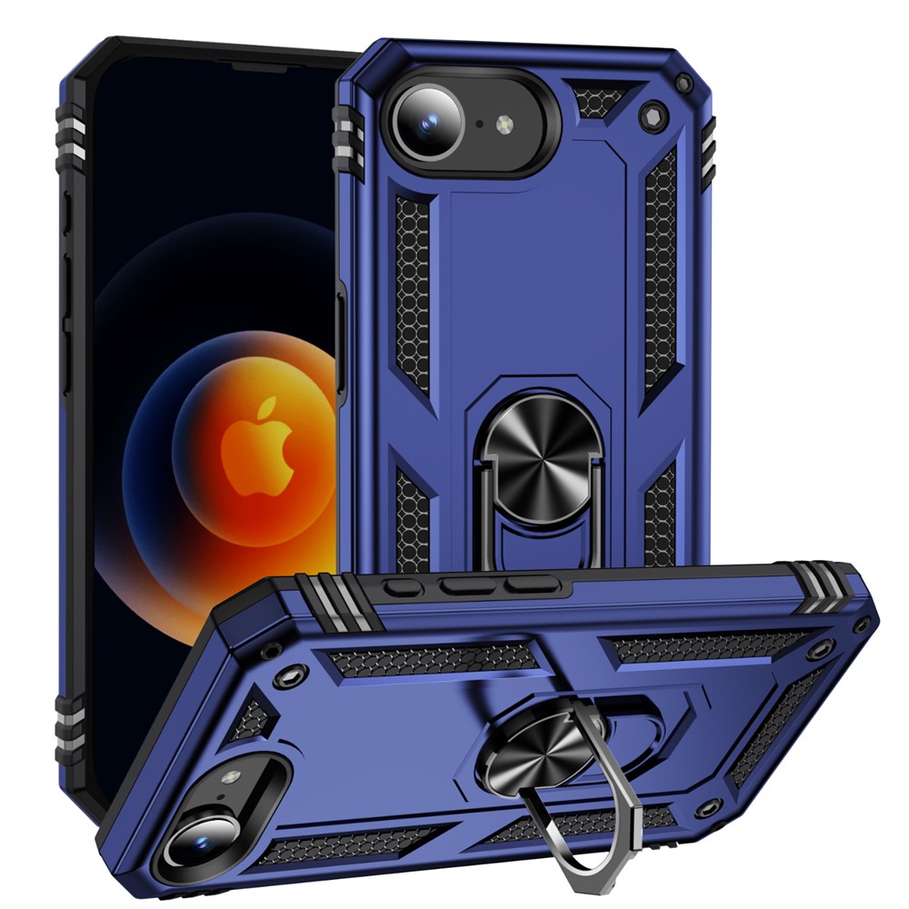 iPhone 17e / 16e - Shockproof håndværker cover m/ Kickstand - Blå