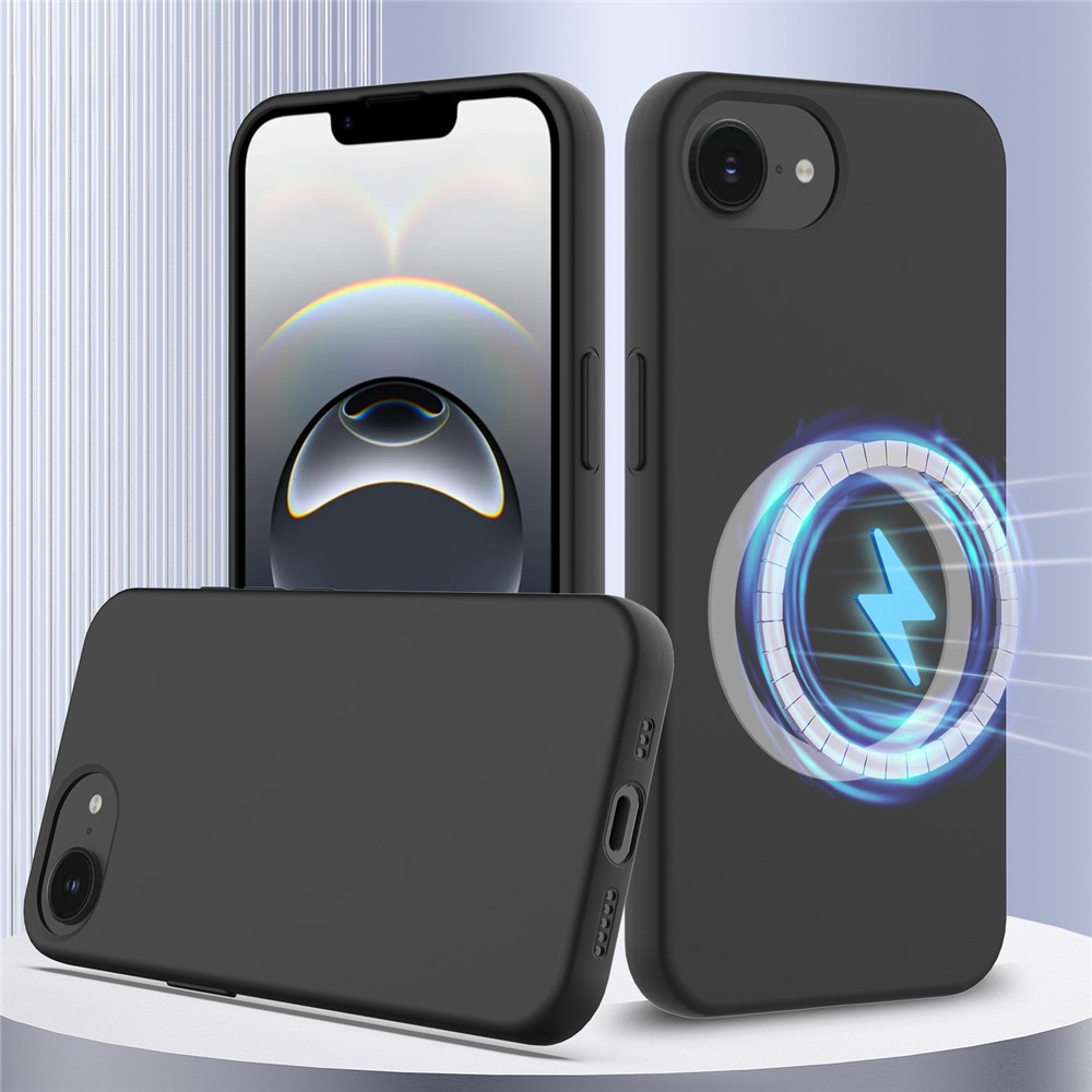 iPhone 17e / 16e - Magnetisk silikone cover - Magsafe kompatibel - Sort