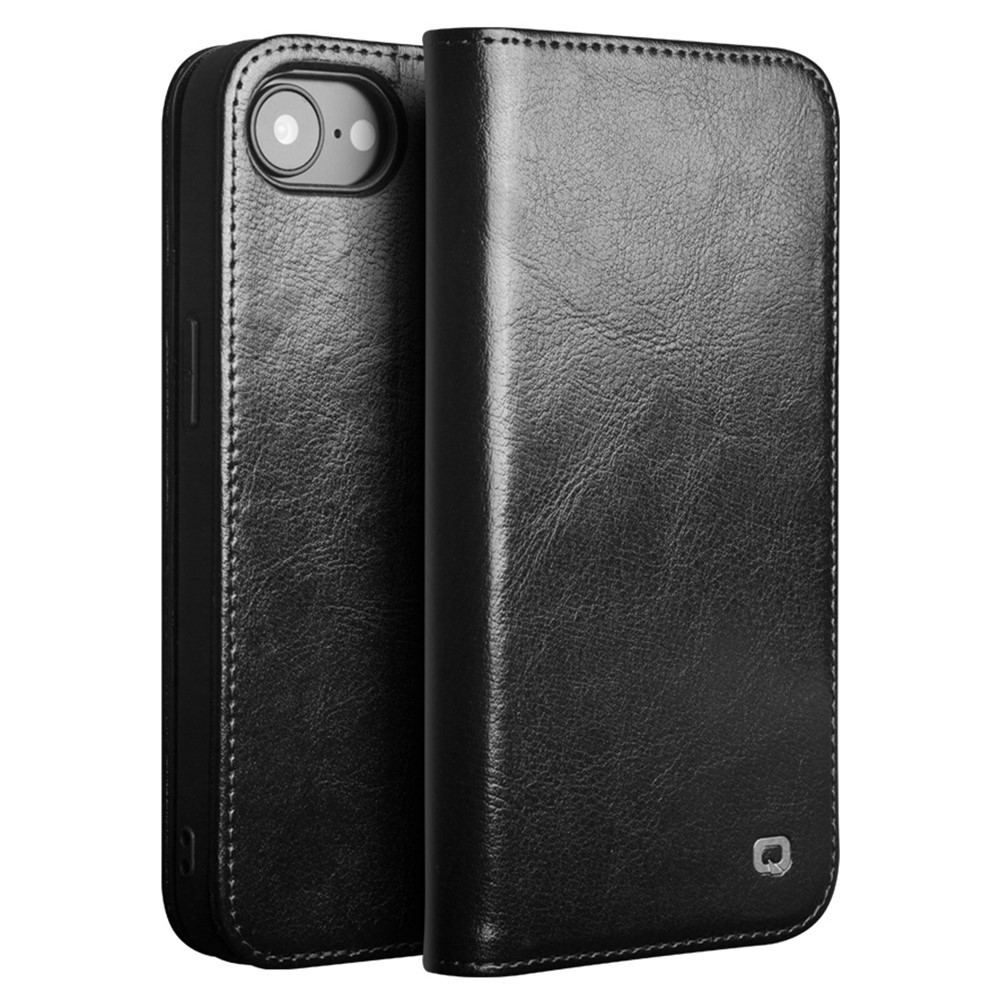 iPhone 17e / 16e - QIALINO Classic ægte læder cover / pung - Sort