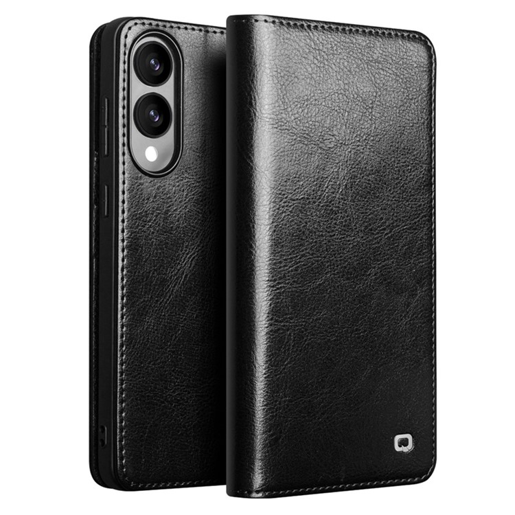 Samsung Galaxy S25 Edge - QIALINO Classic ægte læder cover / pung - Sort