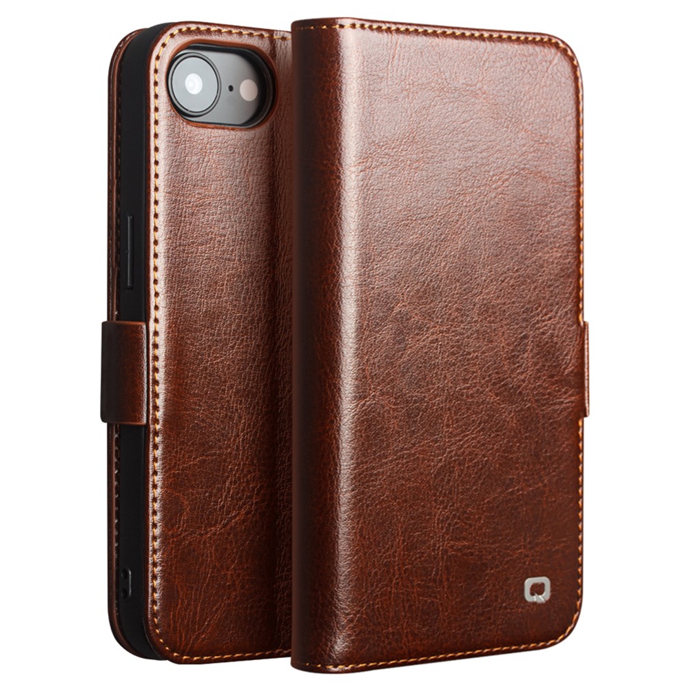iPhone 17e / 16e - QIALINO Classic Slim ægte læder cover - Brun