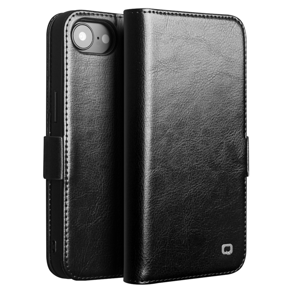iPhone 17e / 16e - QIALINO Classic Slim ægte læder cover - Sort