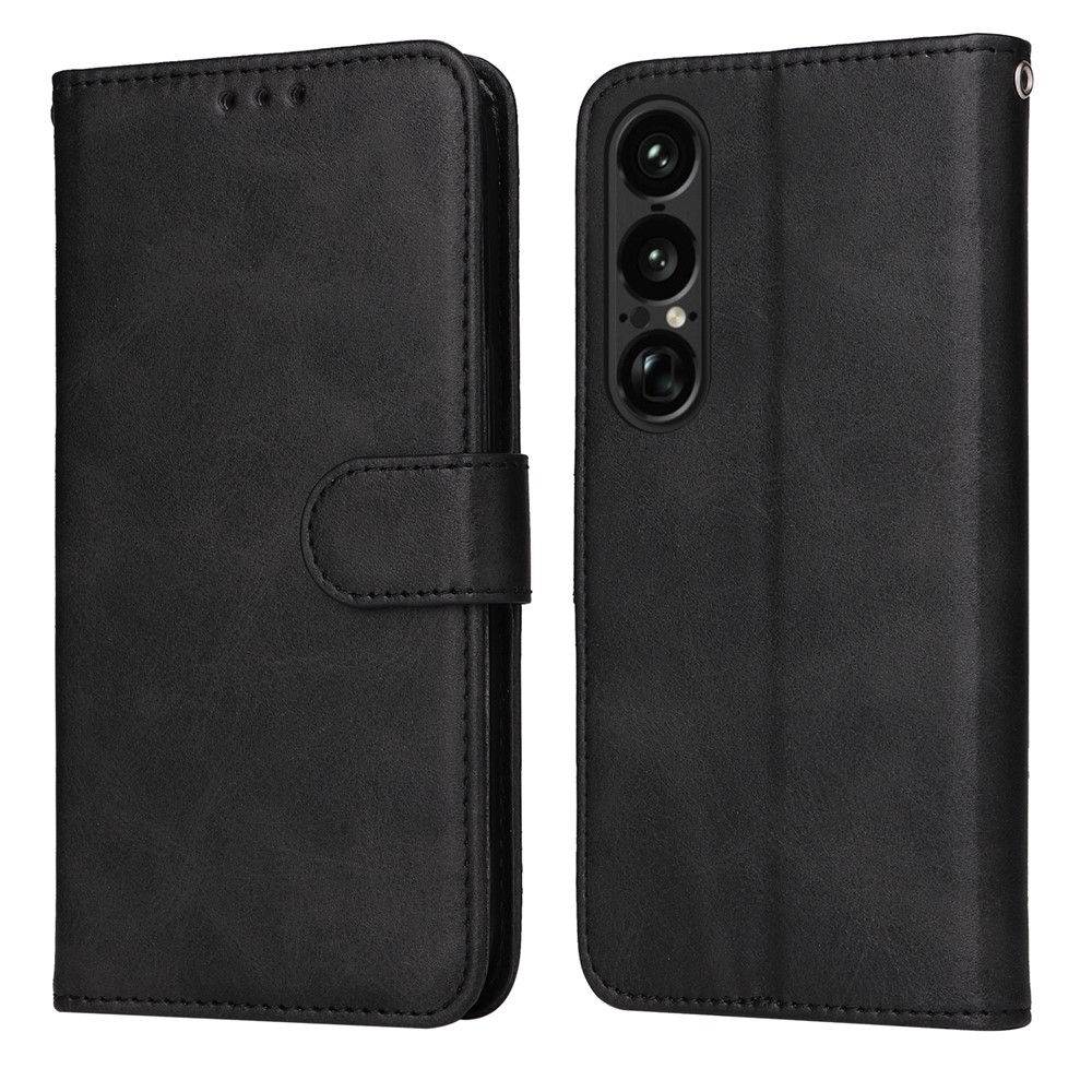 Sony Xperia 1 VII - Læder cover / pung - Sort