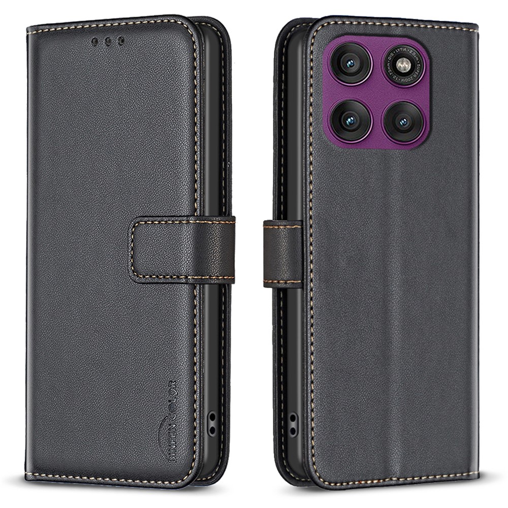 Motorola Edge 60 Pro 5G - BINFEN læder cover / pung - Sort