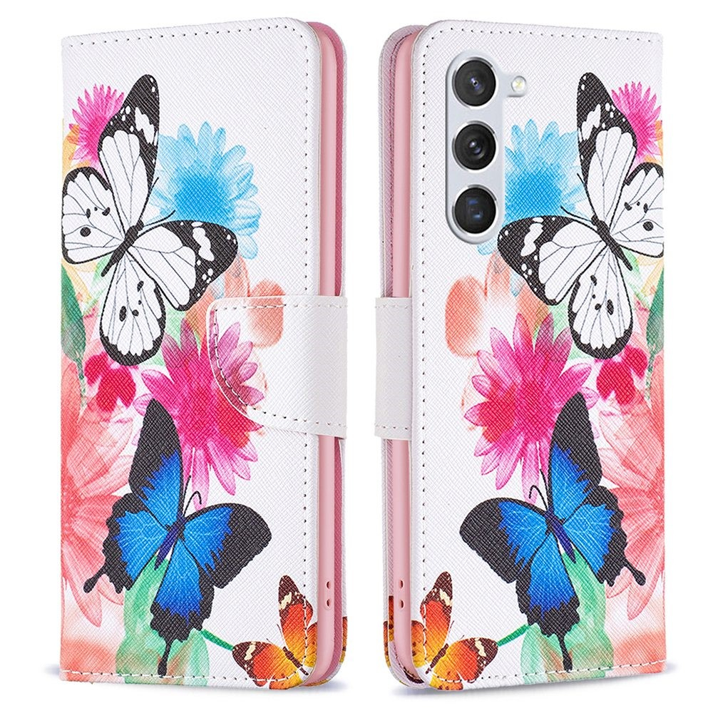 Samsung Galaxy S23 5G - Læder cover / pung - Printet design - Sommerfugle