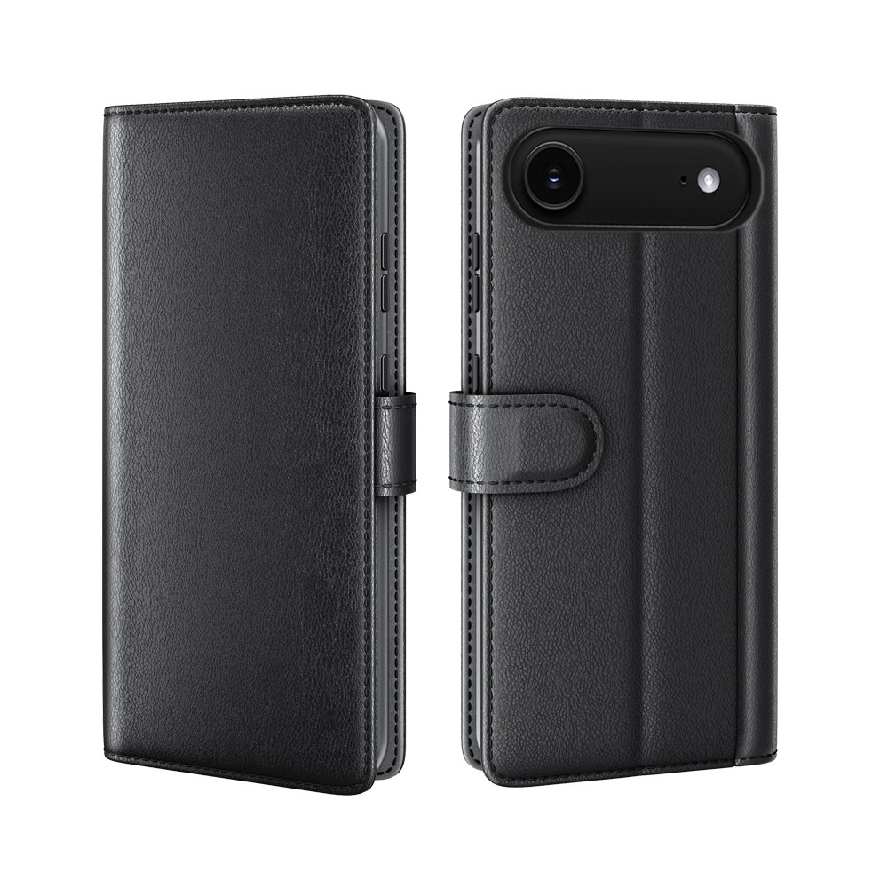 iPhone 17 Air - Ægte læder cover / pung - Sort
