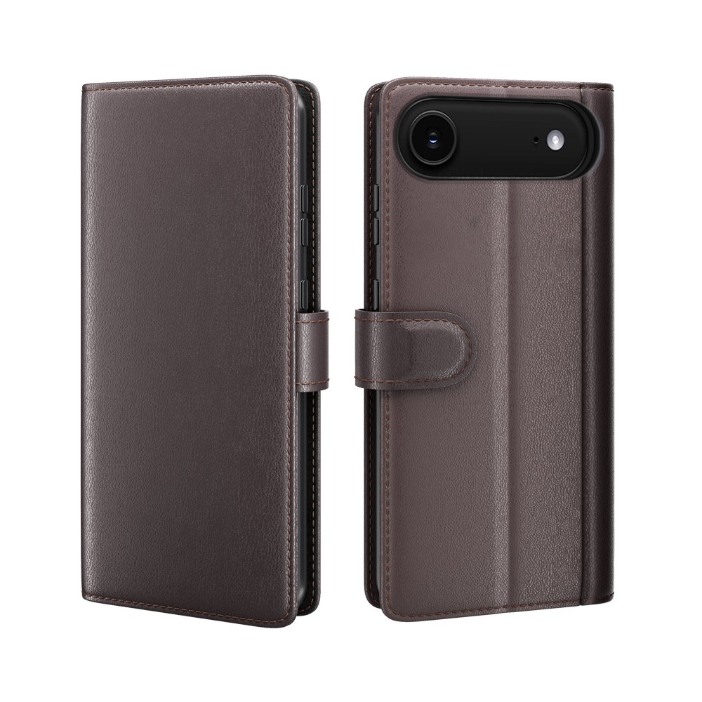 iPhone 17 Air - Ægte læder cover / pung - Brun