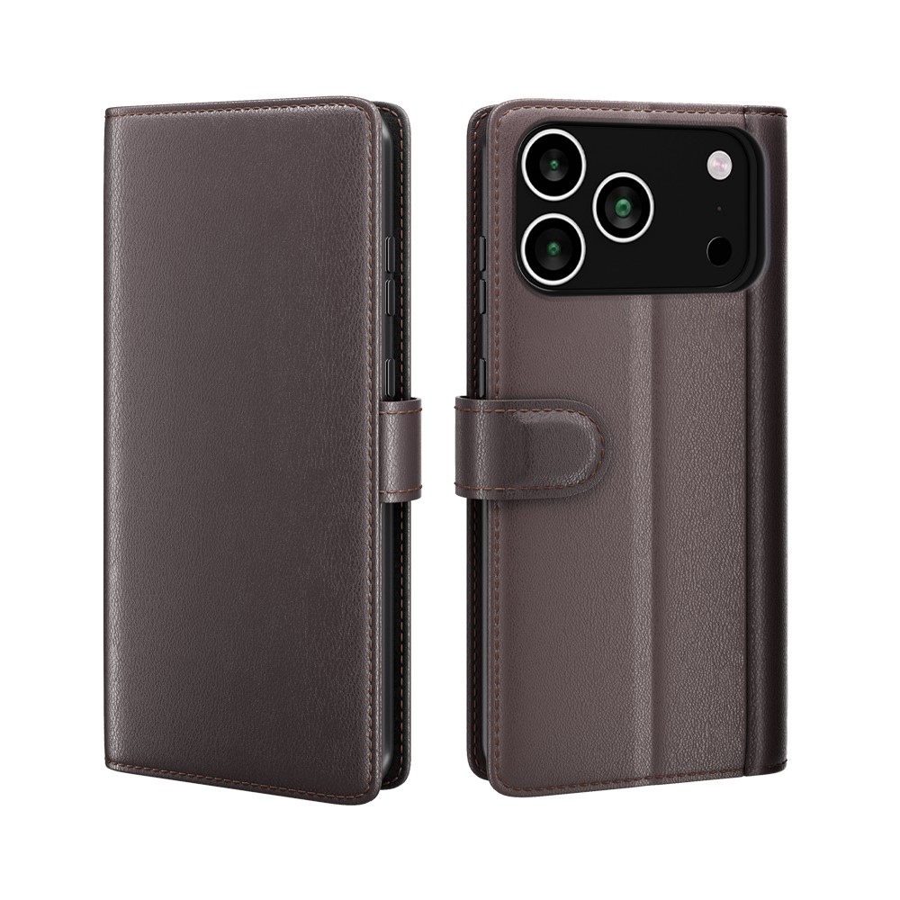 iPhone 17 Pro Max - Ægte læder cover / pung - Brun