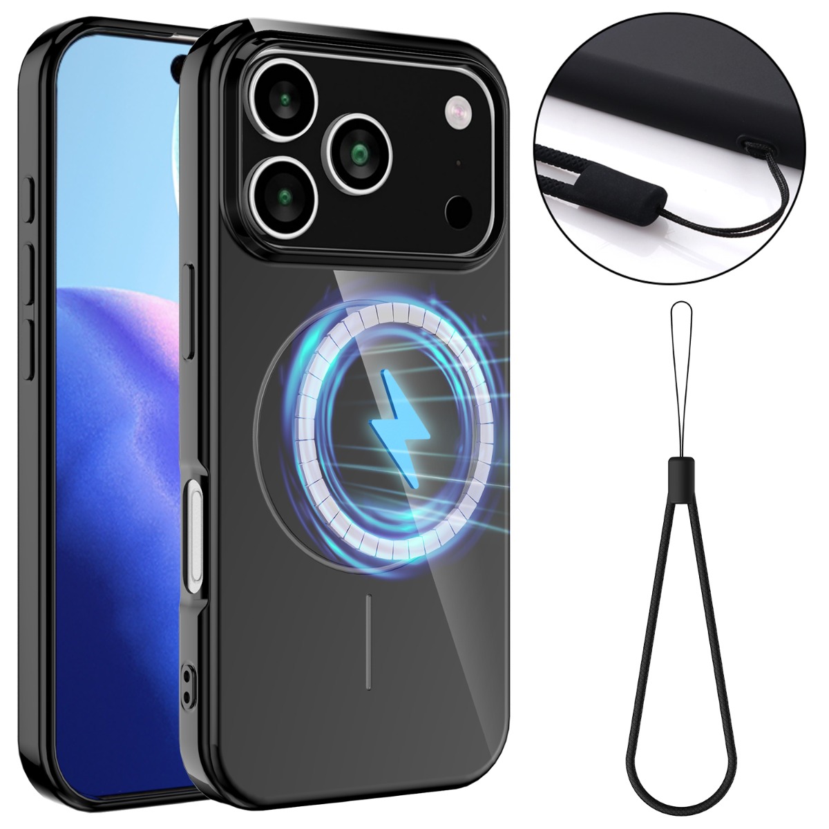 iPhone 17 Pro Max - Magnetisk gummi cover - Magsafe kompatibel - Sort