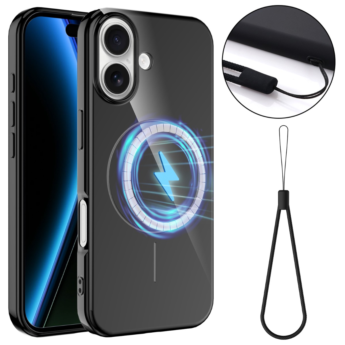 iPhone 17 - Magnetisk gummi cover - Magsafe kompatibel - Sort