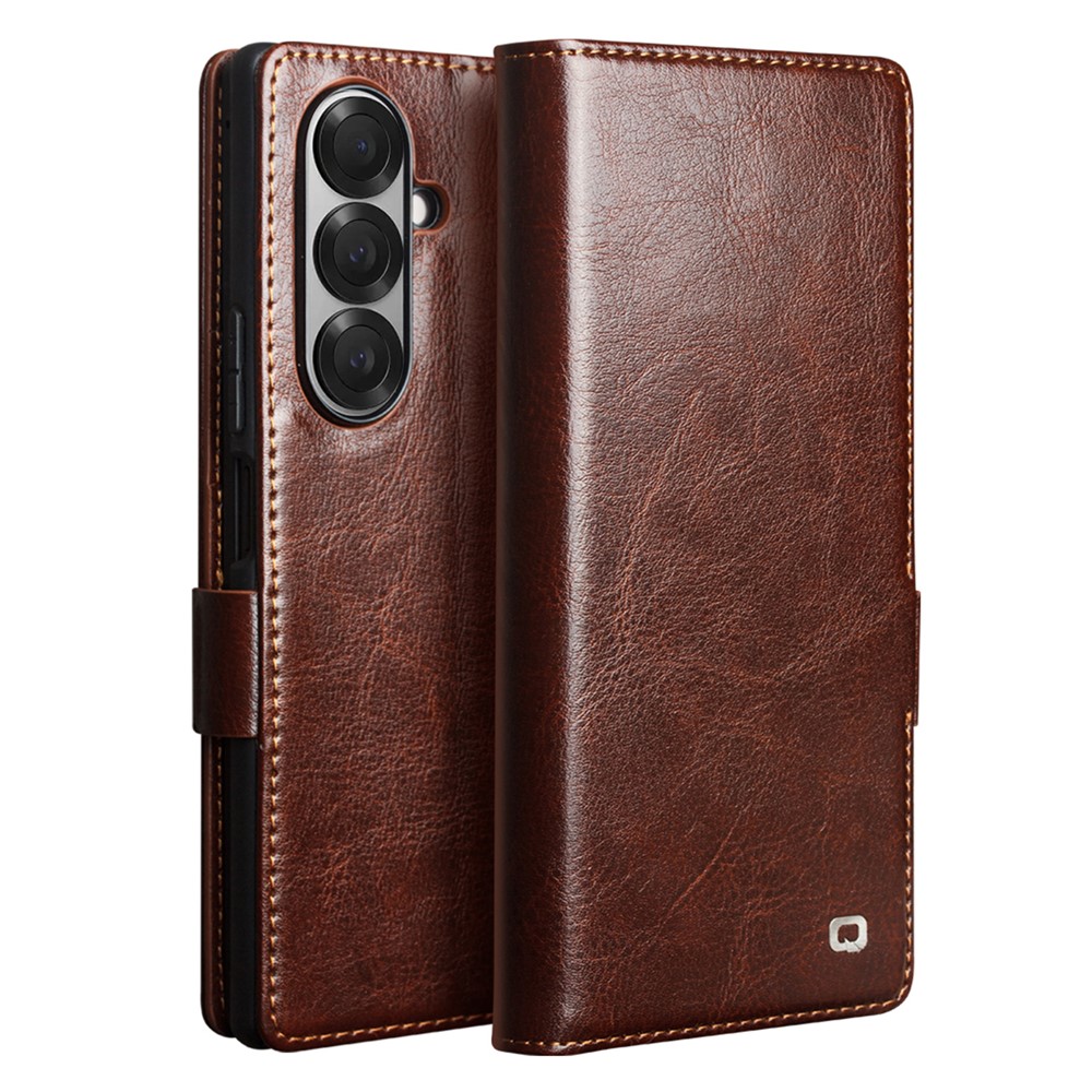 Samsung Galaxy Z Fold7 - QIALINO Classic ægte læder cover - Mørk brun
