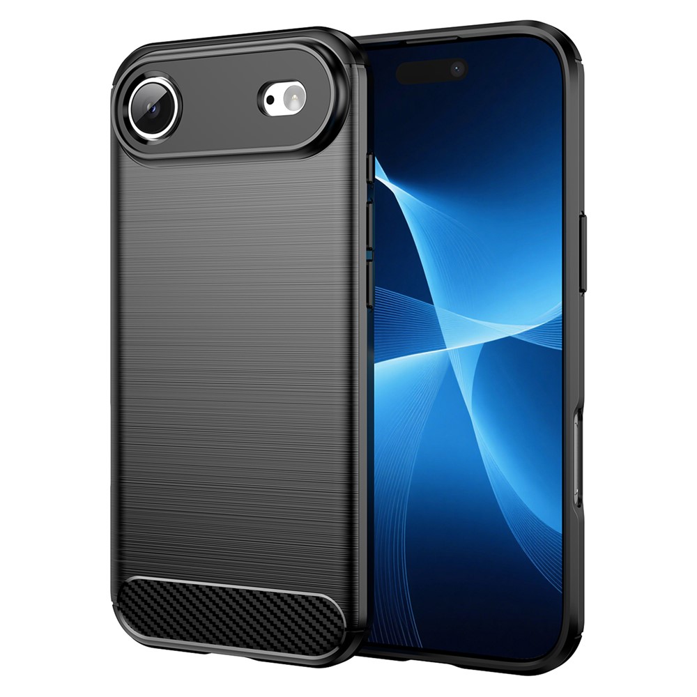 iPhone 17 Air - Fleksibel gummi cover i børstet design - Sort