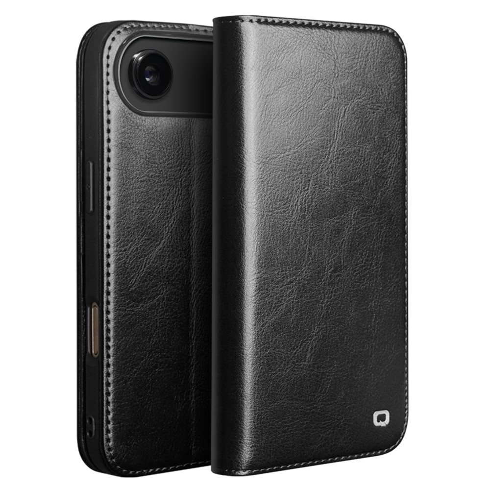 iPhone 17 Air - QIALINO Classic ægte læder cover / pung - Sort