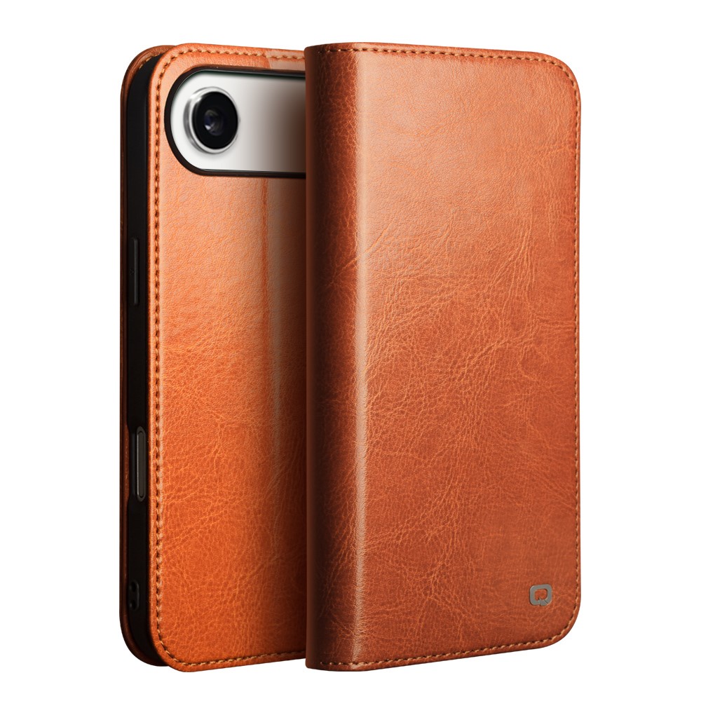 iPhone 17 Air - QIALINO Classic ægte læder cover / pung - Lys brun