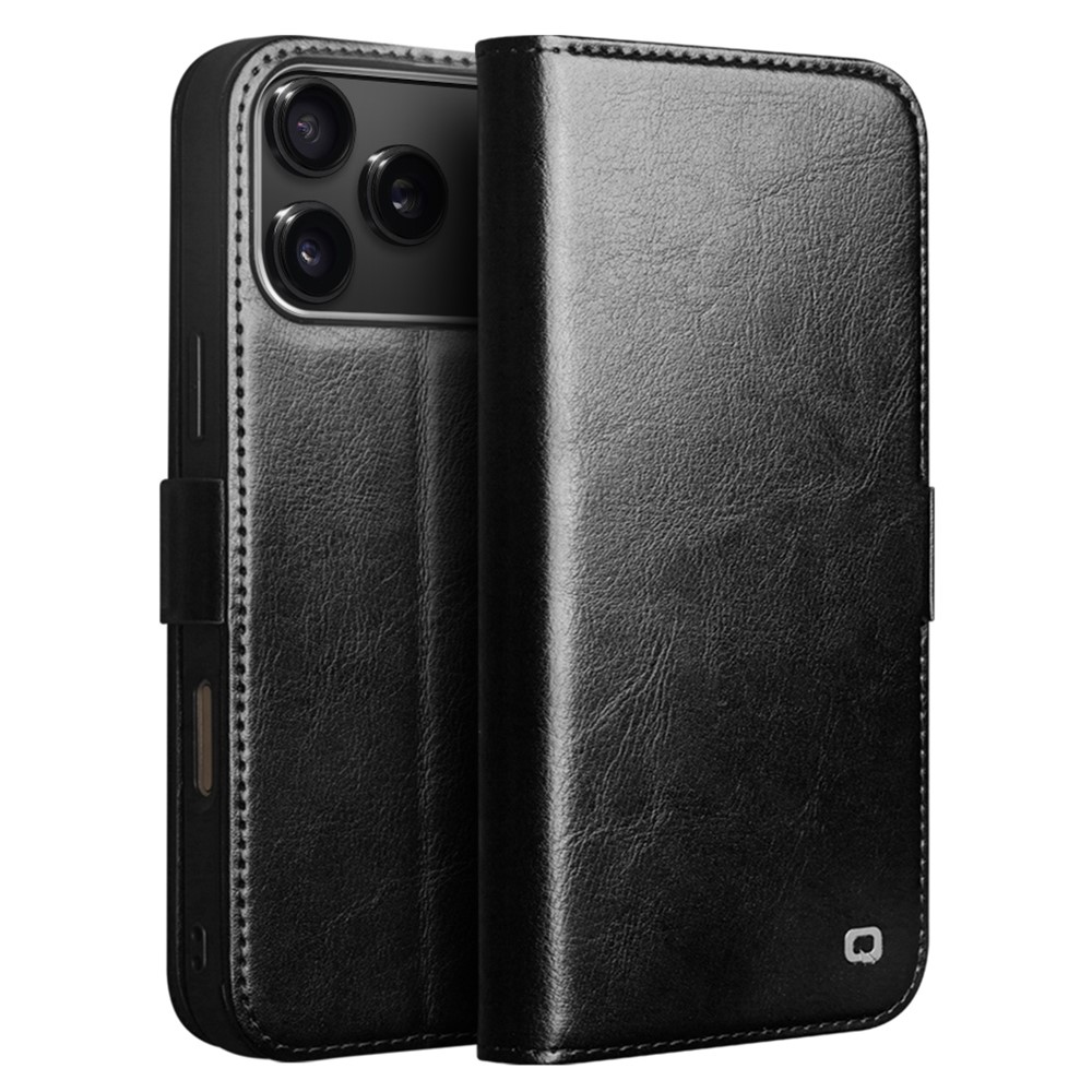 iPhone 17 Pro Max - QIALINO Classic Slim ægte læder cover - Sort