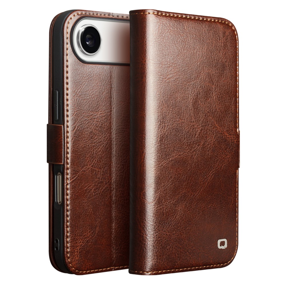 iPhone 17 Air - QIALINO Classic Slim ægte læder cover - Mørk brun