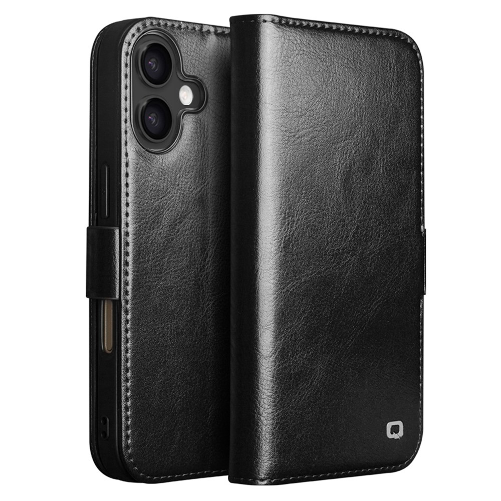 iPhone 17 - QIALINO Classic ægte læder cover / pung - Sort