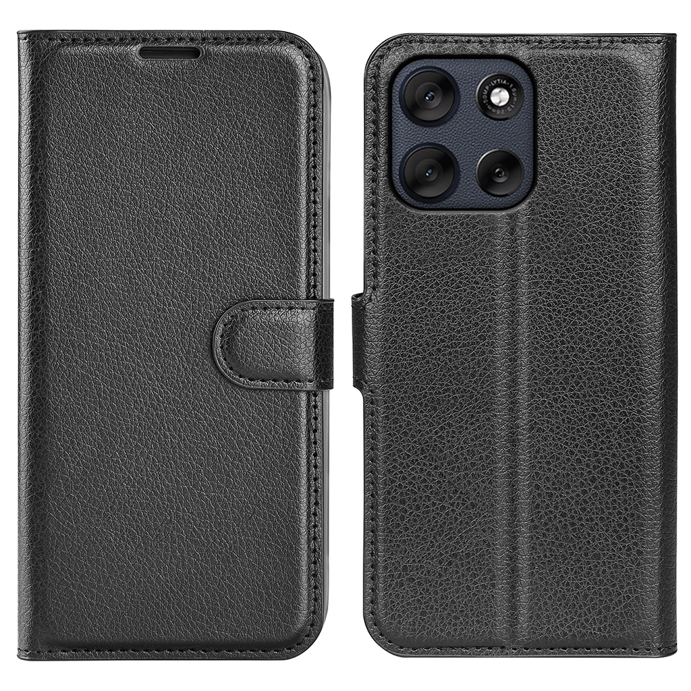 Motorola G56 5G - Læder cover / pung - Sort