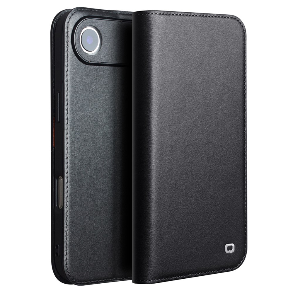 iPhone 17 Air - QIALINO ægte læder cover / pung - Sort