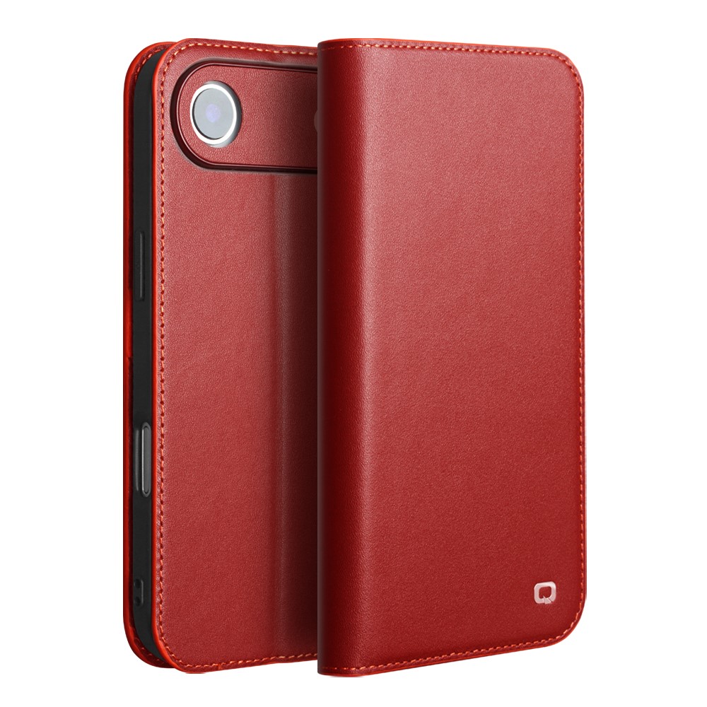 iPhone 17 Air - QIALINO ægte læder cover / pung - Vinrød