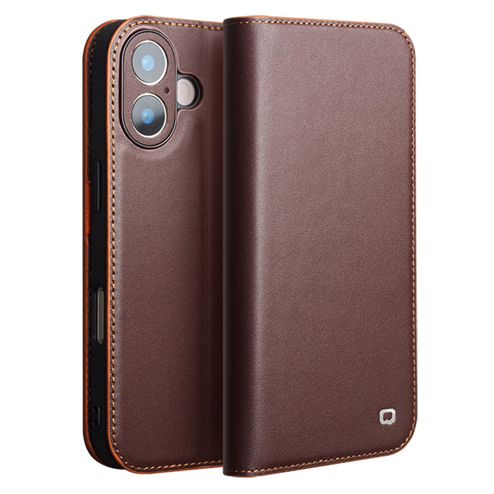 iPhone 17 - QIALINO ægte læder cover / pung - Sort