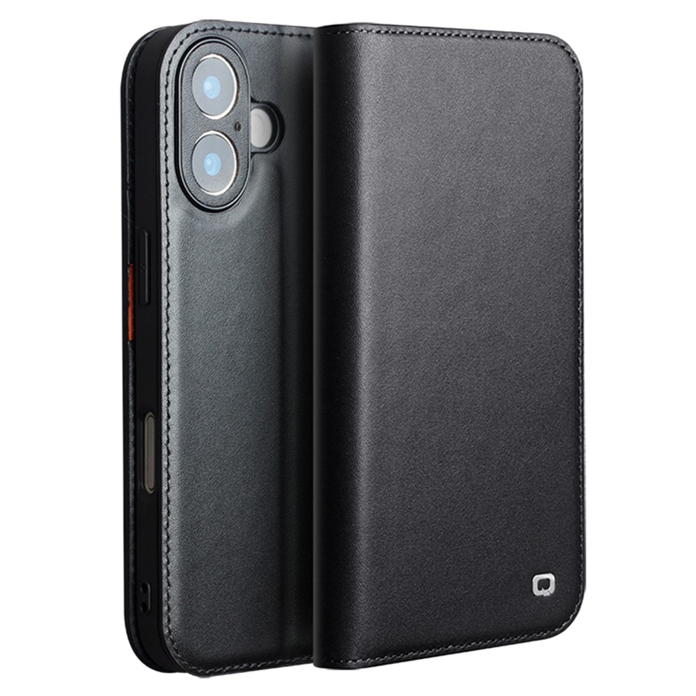 iPhone 17 - QIALINO ægte læder cover / pung - Sort