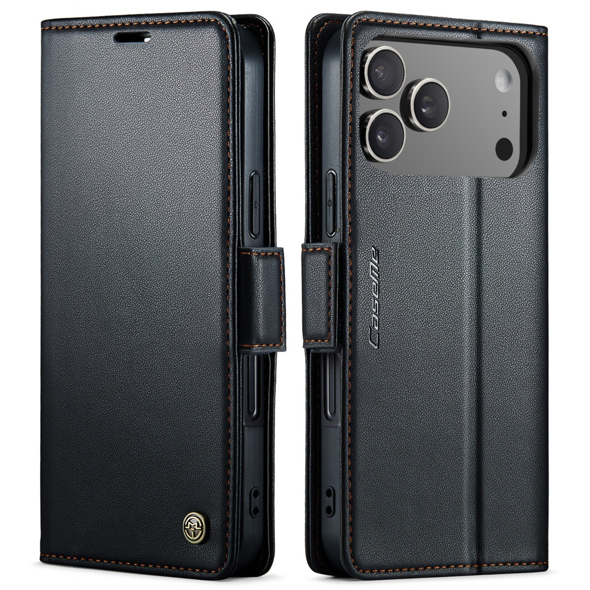 iPhone 17 Pro - CASEME RFID læder cover / pung - Sort