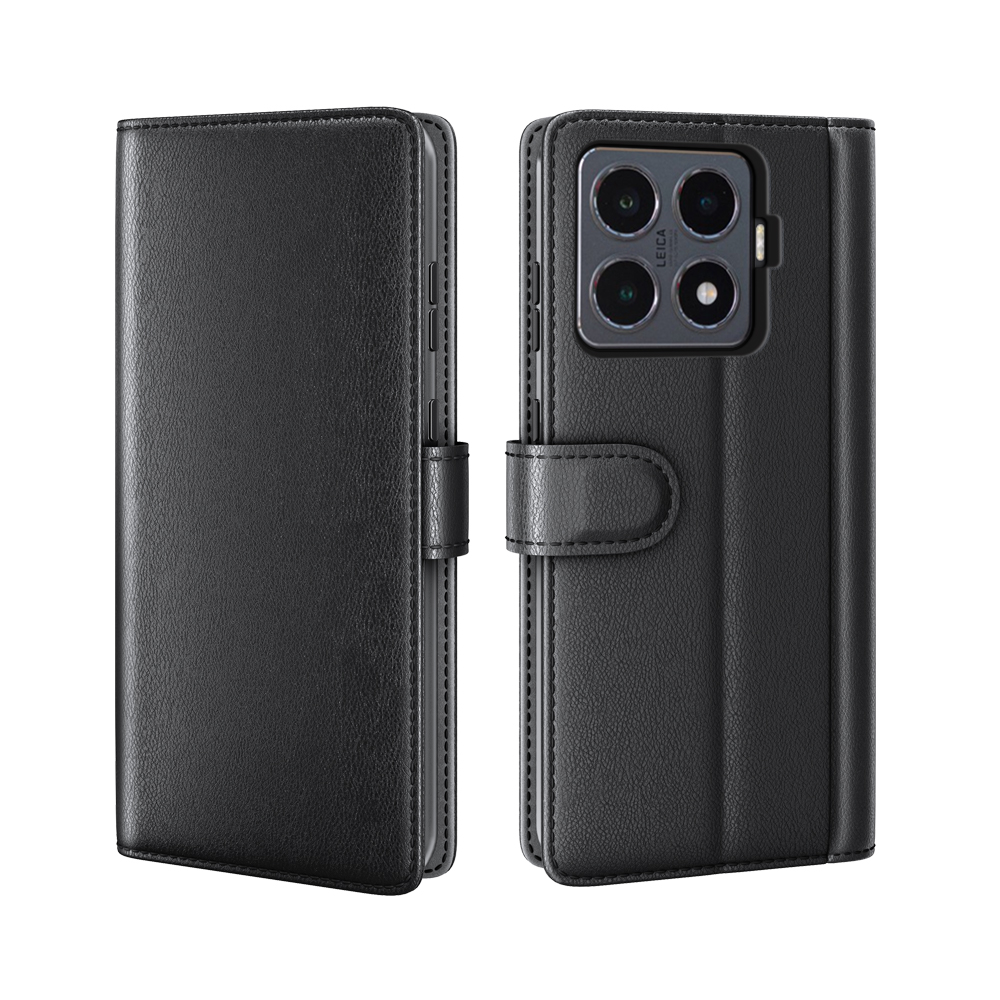 Xiaomi 15T Pro - Ægte læder cover / pung - Sort