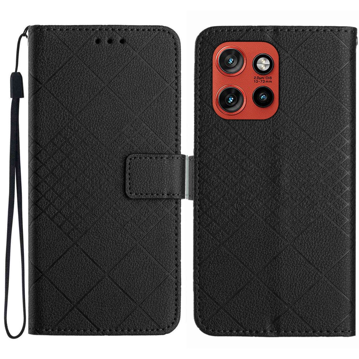 Motorola Edge 60 Neo 5G - Læder cover / pung - Printet design - Sort