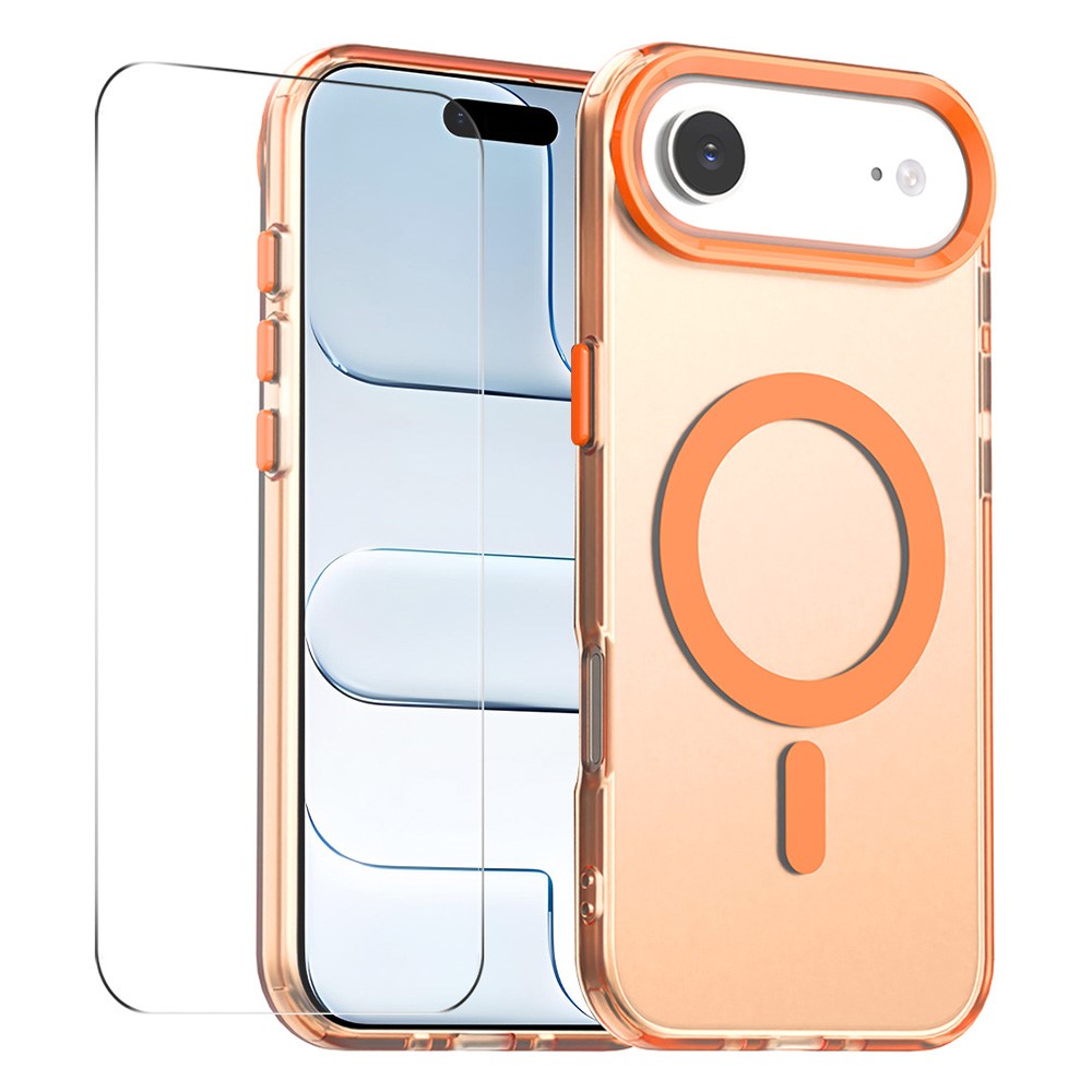 iPhone 17 Air - Magnetisk magsafe kompatibel cover - Inkl. Hærdet beskyttelsesglas - Orange