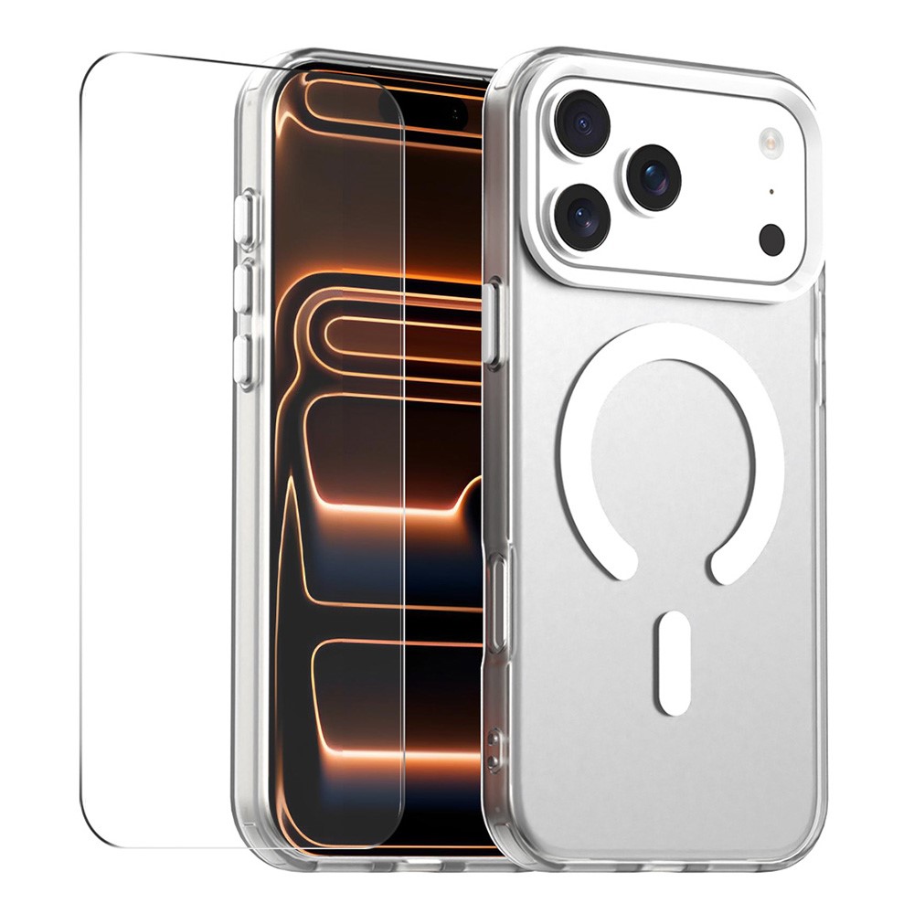 iPhone 17 Pro / iPhone 18 Pro - Magnetisk magsafe kompatibel cover - Inkl. Hærdet beskyttelsesglas - Hvid