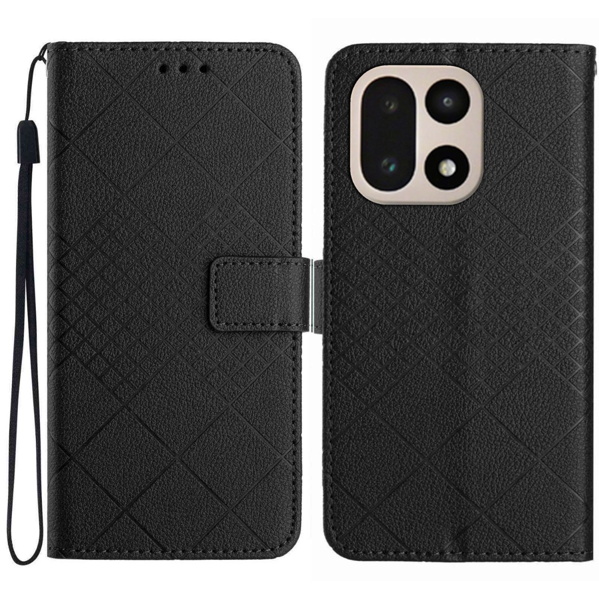 OnePlus 15 - Læder cover / pung - Printet design - Sort
