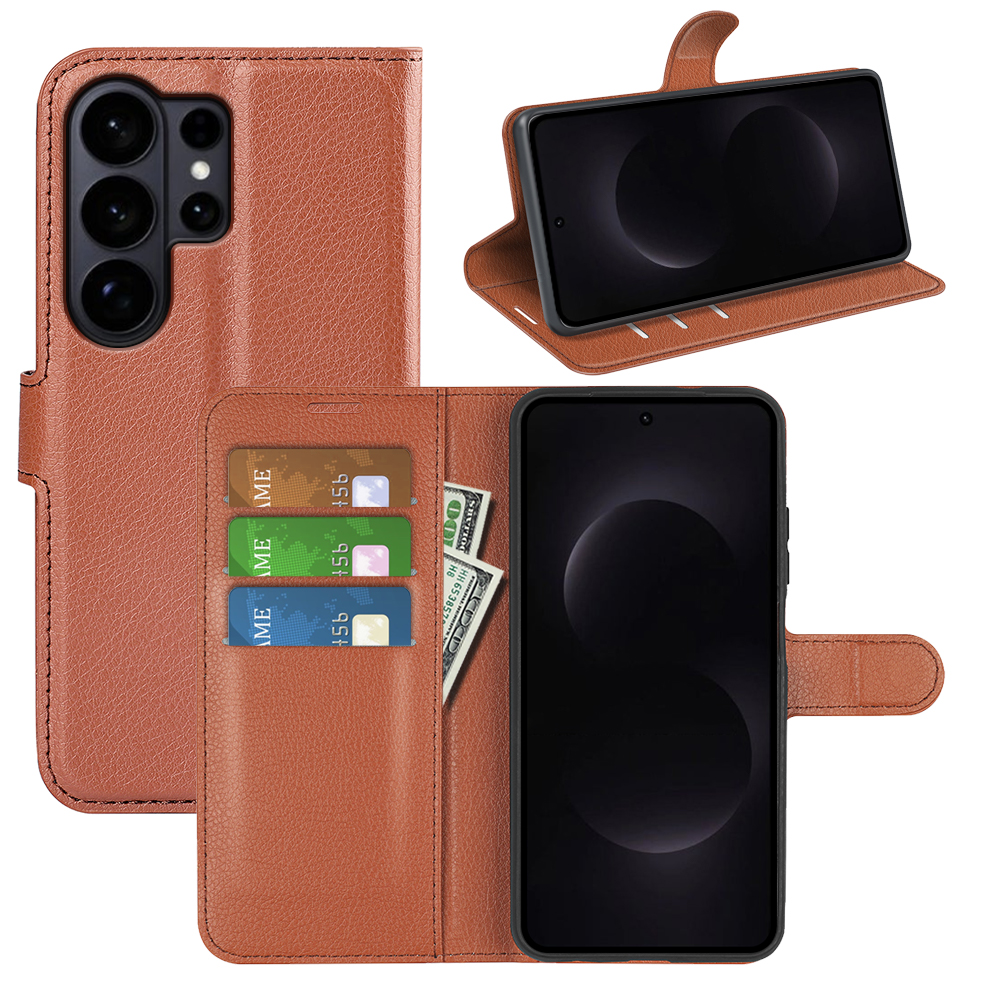 Samsung Galaxy S26 Ultra - Læder cover / pung - Brun