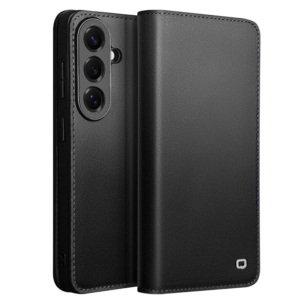Samsung Galaxy S26 Plus - QIALINO slim flip ægte læder cover / pung - Sort