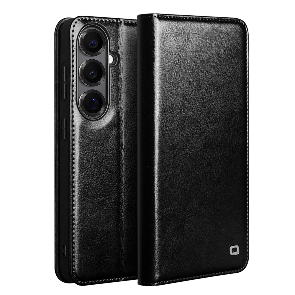 Samsung Galaxy S26 - QIALINO Classic ægte læder cover / pung - Sort