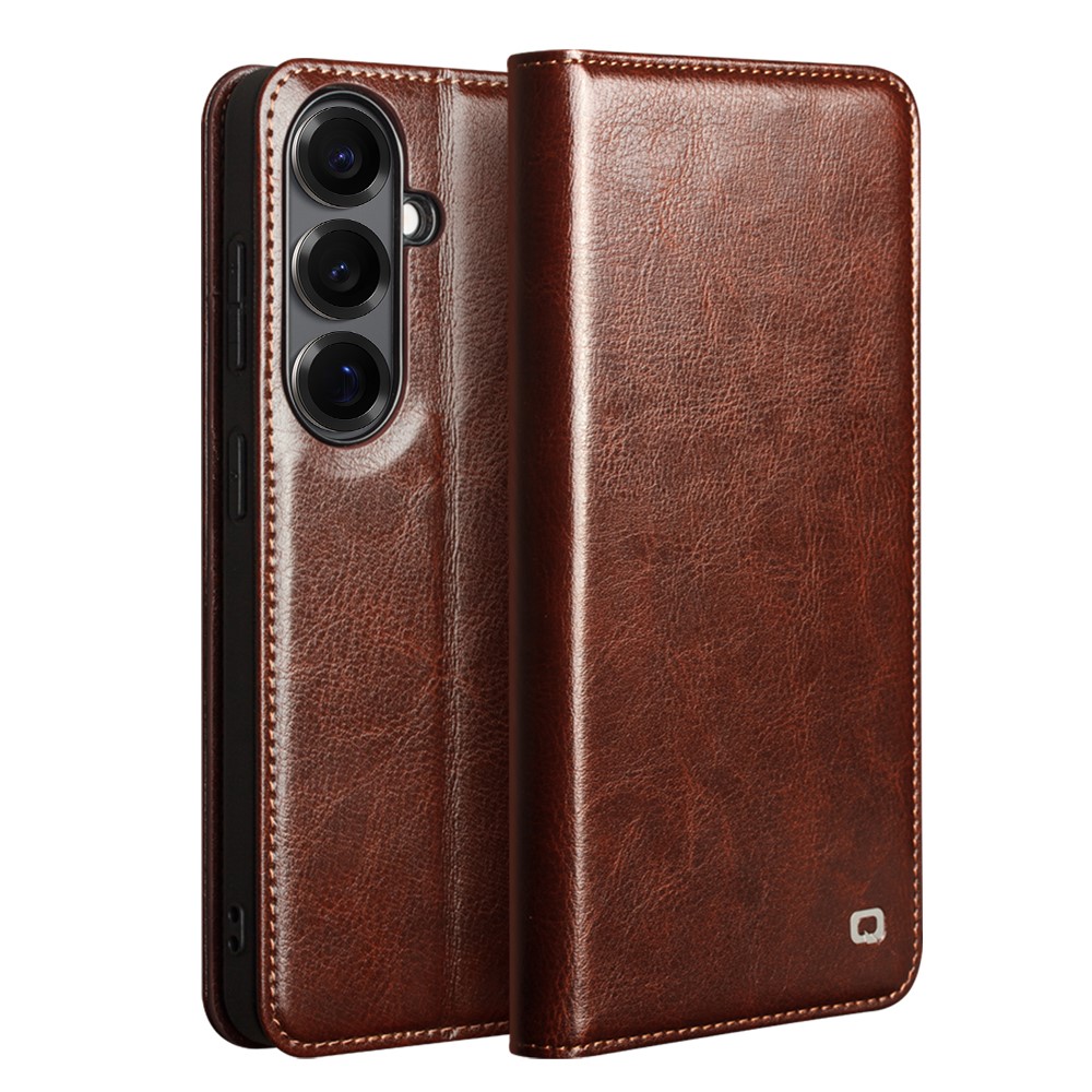 Samsung Galaxy S26 - QIALINO Classic ægte læder cover / pung - Brun