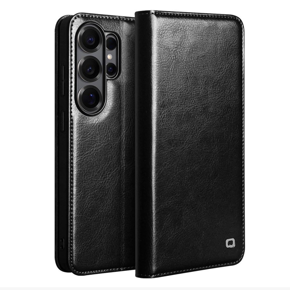 Samsung Galaxy S26 Ultra - QIALINO Classic ægte læder cover / pung - Sort