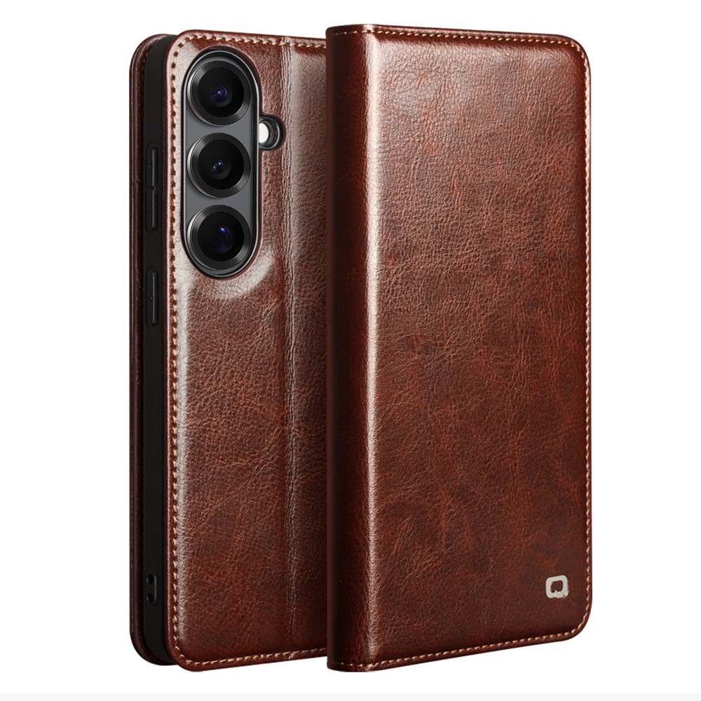 Samsung Galaxy S26 Plus - QIALINO Classic ægte læder cover / pung - Brun