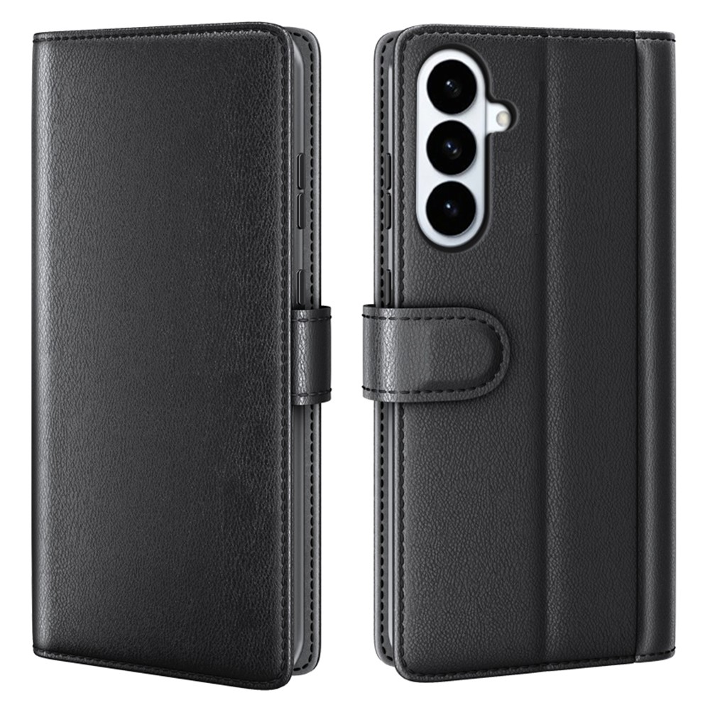 Samsung Galaxy S26 Plus - Ægte læder cover / pung - Sort