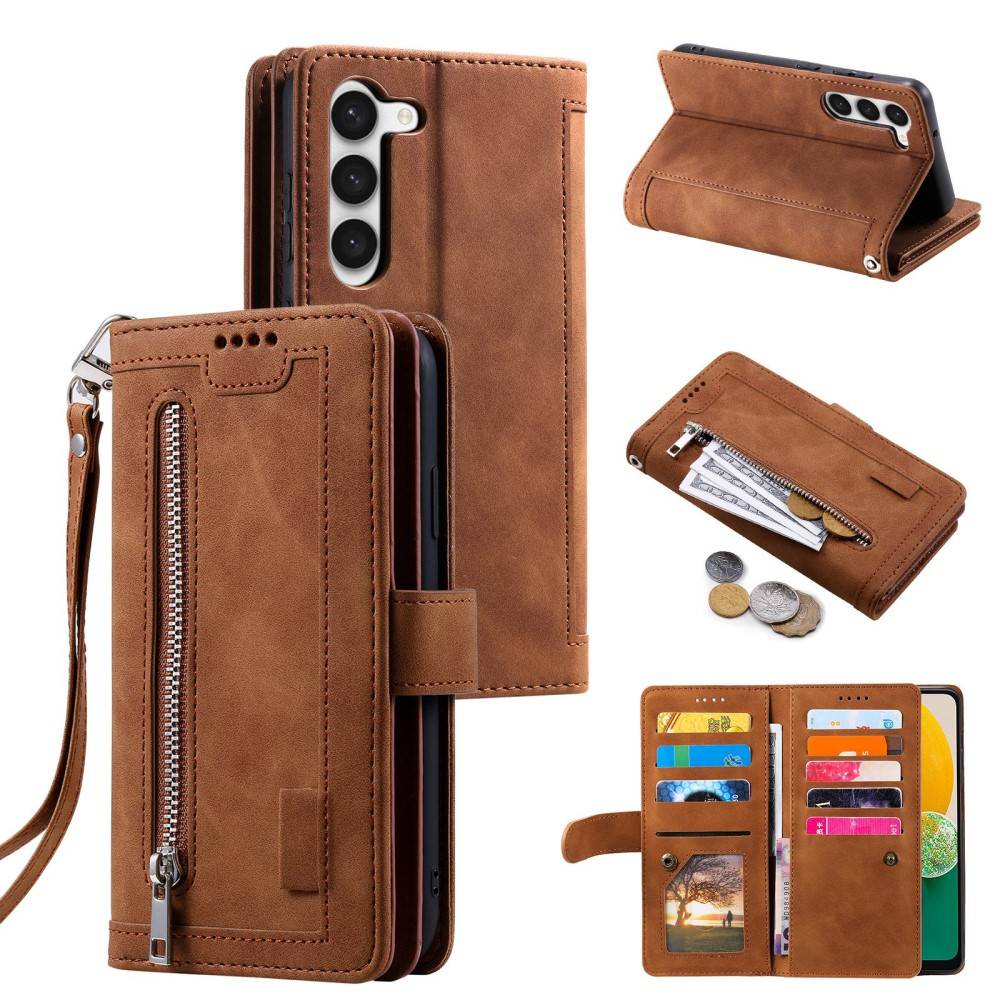 Samsung Galaxy S23 5G - Læder cover / pung - Multi kortholdere - brun