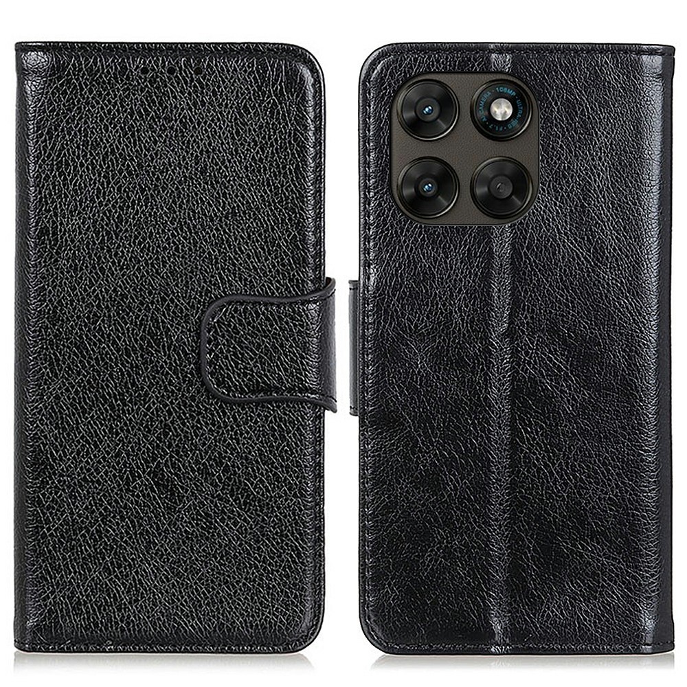 Motorola Moto G77 5G / G67 5G - Ægte læder cover / pung - Sort