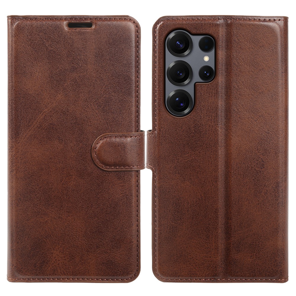 Samsung Galaxy S25 Ultra - Vintage læder cover / pung - Mørk brun