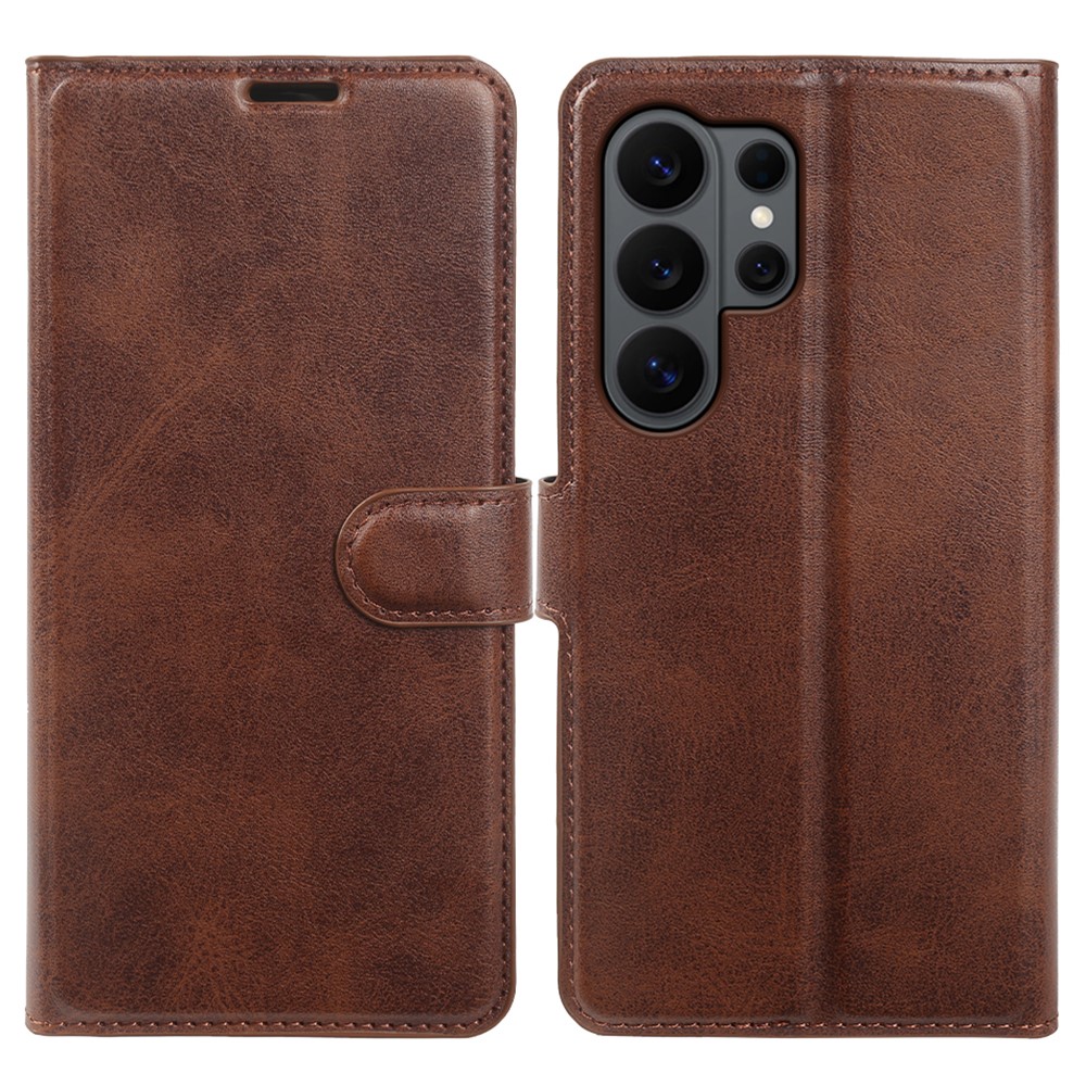 Samsung Galaxy S26 Ultra - Vintage læder cover / pung - Mørk brun