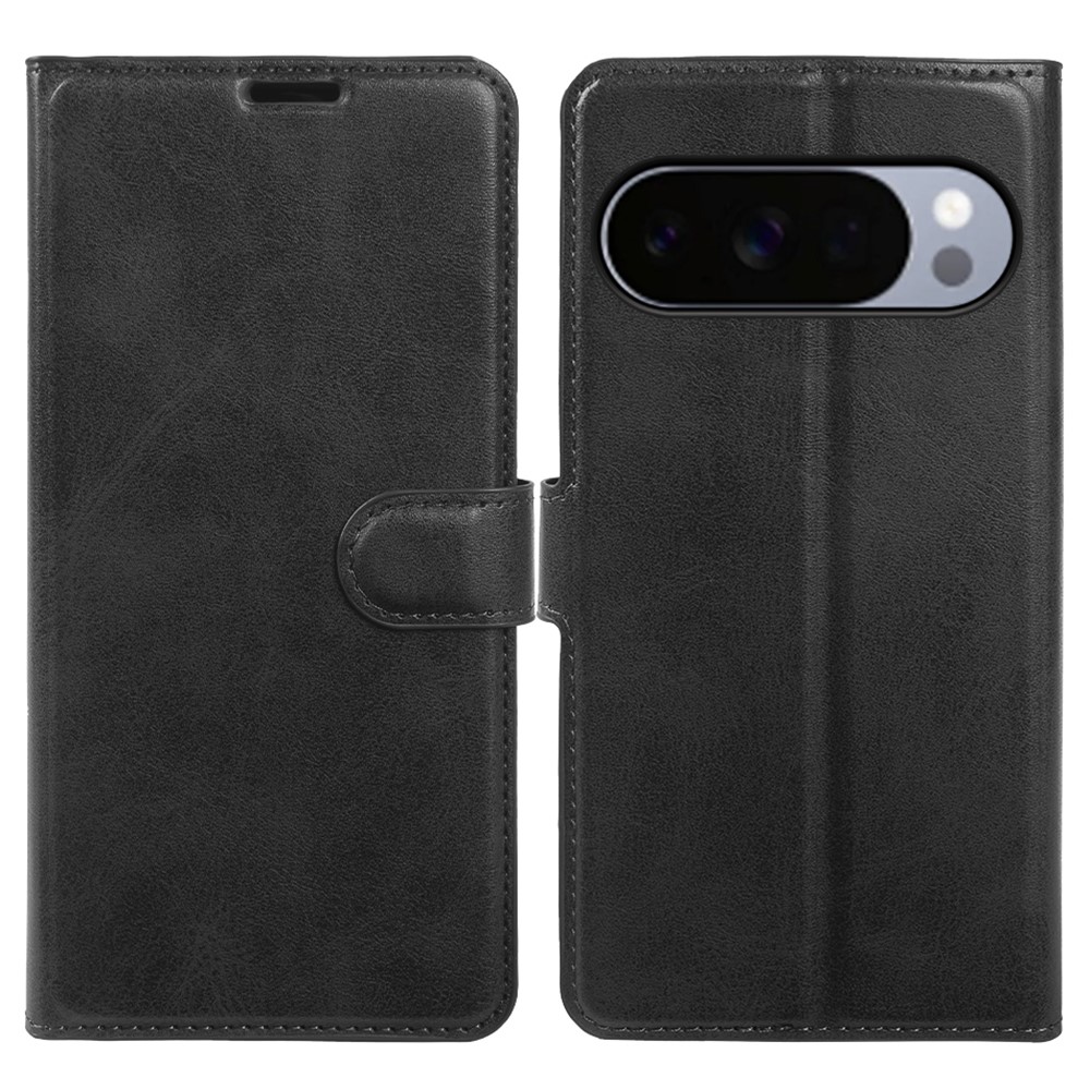 Google Pixel 10 Pro / 10 / 9 Pro / 9 - Vintage læder cover / pung - Sort