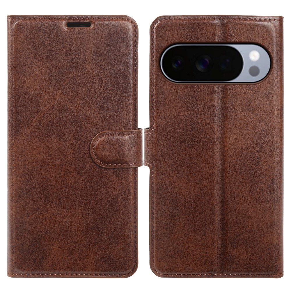 Google Pixel 10 Pro XL - Vintage læder cover / pung - Mørk brun