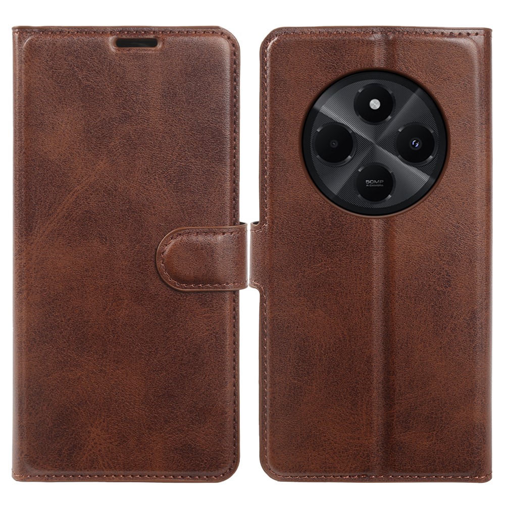 Xiaomi Redmi 14C 4G / 14R 5G - Vintage læder cover / pung - Mørk brun