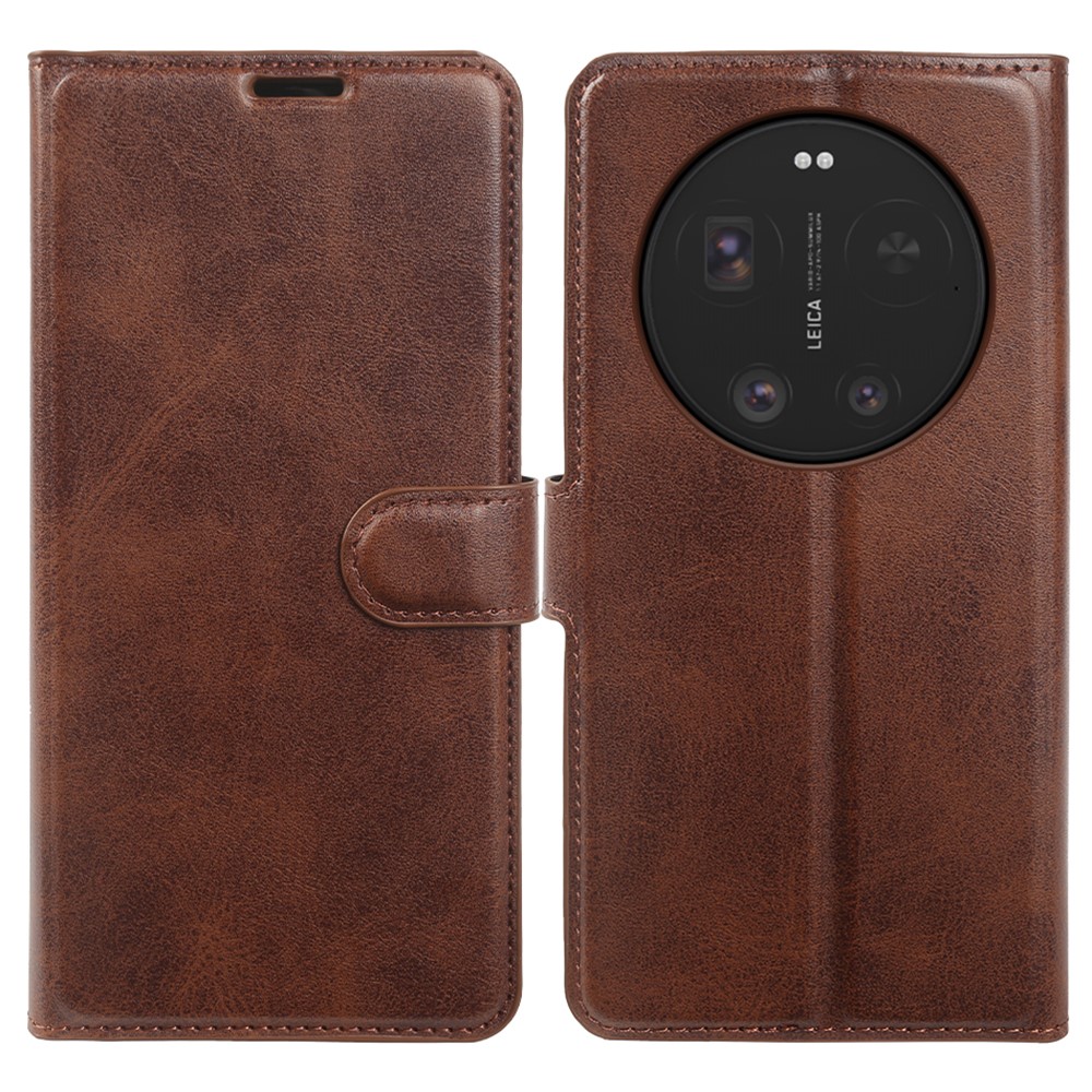 Xiaomi 17 Ultra - Vintage læder cover / pung - Mørk brun